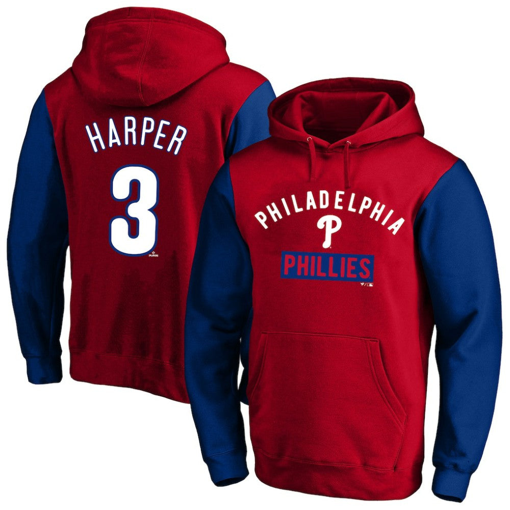 Bryce Harper Philadelphia Phillies Profile Big & Tall Name & Number Fleece Pullover Hoodie Red