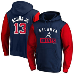 Ronald Acuna Jr. Atlanta Braves Profile Big & Tall Name & Number Fleece Pullover Hoodie Navy