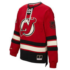 New Jersey Devils Mitchell & Ness Women's Heritage Lace-Up Pullover Sweatshirt Red