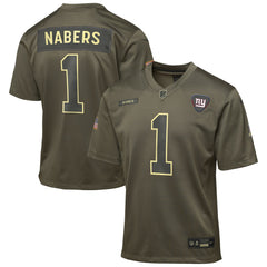 Malik Nabers New York Giants Youth 2025 Salute to Service Game Jersey - Olive