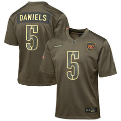 Jayden Daniels Washington Commanders Youth 2025 Salute to Service Game Jersey - Olive