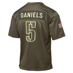 Jayden Daniels Washington Commanders Youth 2025 Salute to Service Game Jersey - Olive