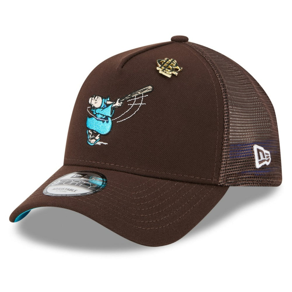 San Diego Padres 2025 Big League Chew A-Frame 9FORTY Adjustable Trucker Hat Brown | New Era