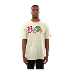 Boston Red Sox Ransom Note Oversized T-Shirt Cream | New Era