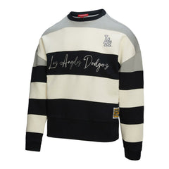 Los Angeles Dodgers Women's Cooperstown Collection Blocked Fleece Pullover Sweatshirt- Gray/Black | Mitchell & Ness