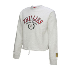 Philadelphia Phillies Women's Cropped Toggle Pullover Sweatshirt Heather Gray | Mitchell & Ness