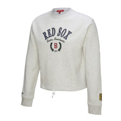 Boston Red Sox Women's Cropped Toggle Pullover Sweatshirt Heather Gray | Mitchell & Ness