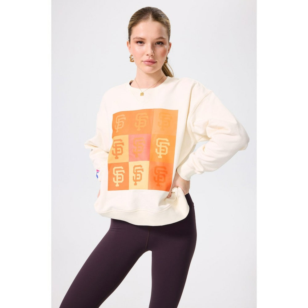 San Francisco Giants Terez Women's Technicolor Oversized Pullover Sweatshirt Cream