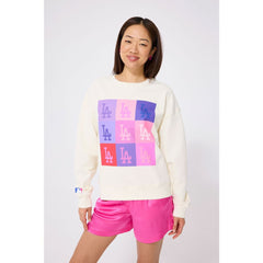 Los Angeles Dodgers Terez Women's Technicolor Oversized Pullover Sweatshirt Cream