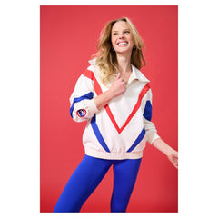 Chicago Cubs Terez Women's Ripstop Chevron Quarter-Zip Pullover Cream