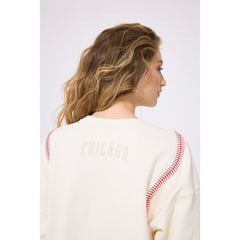 Chicago Cubs Terez Women's Baseball Stitch Pullover Sweatshirt Cream