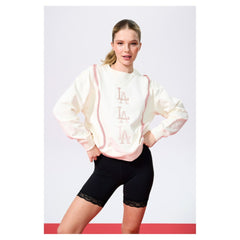 Los Angeles Dodgers Terez Women's Baseball Stitch Pullover Sweatshirt Cream