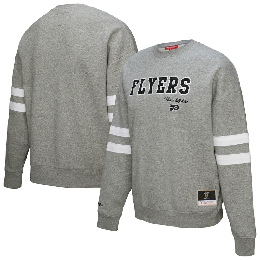 Philadelphia Flyers Mitchell & Ness Women's Logo Lightweight Pullover Sweatshirt Heather Gray