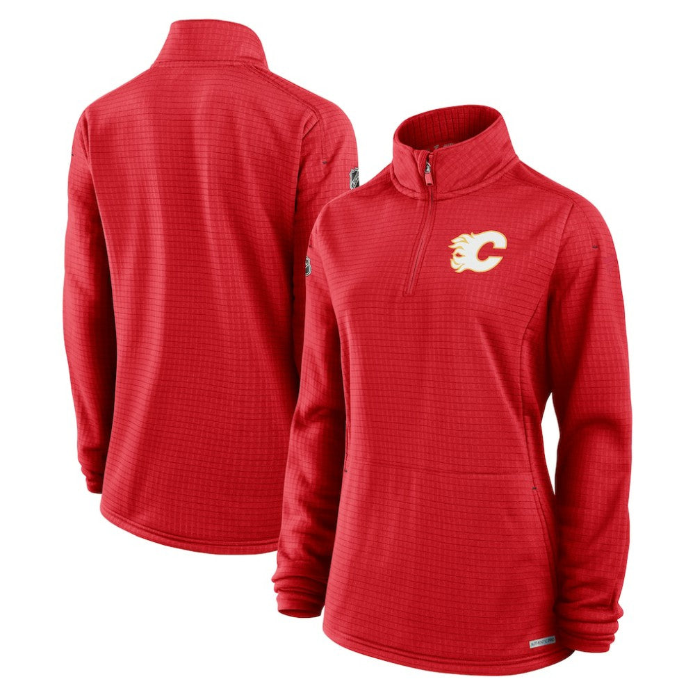 Calgary Flames Fanatics Women's Authentic Pro Rink Quarter-Zip Pullover Red
