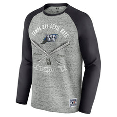 Tampa Bay Rays Darius Rucker Collection Raw Edge Raglan Long Sleeve Baseball T-Shirt Heather Gray