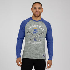 Kansas City Royals Darius Rucker Collection Raw Edge Raglan Long Sleeve Baseball T-Shirt Heather Gray