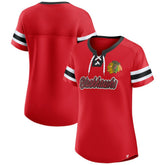 Chicago Blackhawks Fanatics Women's Iconic Athena Lace-Up T-Shirt Red