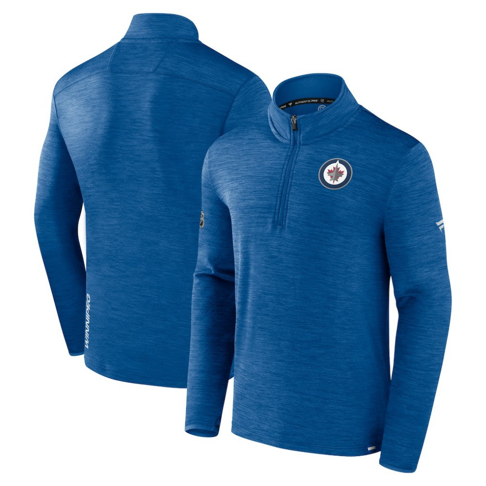 Winnipeg Jets Fanatics Authentic Pro Lightweight Quarter-Zip Pullover Heather Blue