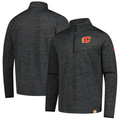 Calgary Flames Fanatics Authentic Pro Lightweight Quarter-Zip Pullover Heather Charcoal