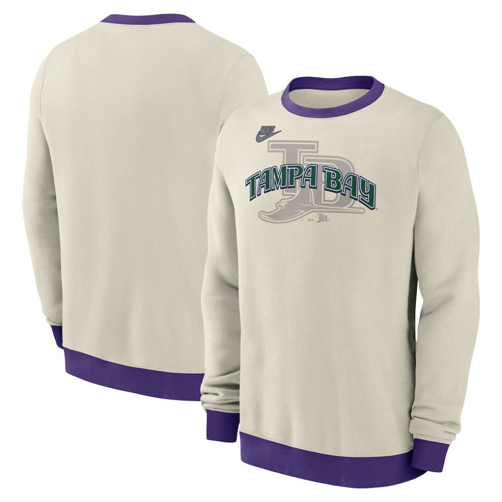 Tampa Bay Rays Cooperstown Collection Fleece Pullover Sweatshirt Cream | Nike