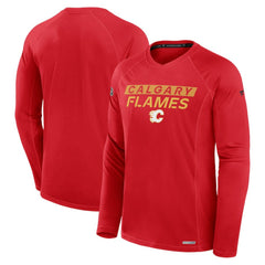 Calgary Flames Fanatics Authentic Pro Rink Tech Raglan Long Sleeve T-Shirt Red