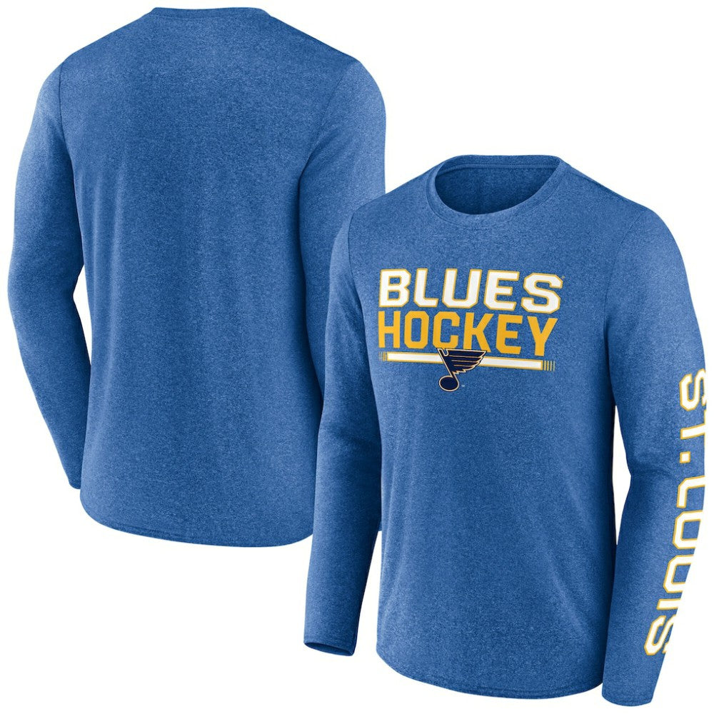 St. Louis Blues Fanatics Sweep Iconic Synthetic Long Sleeve T-Shirt Heather Blue