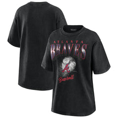 Atlanta Braves WEAR by Erin Andrews Women's Oversized Boyfriend T-Shirt Charcoal