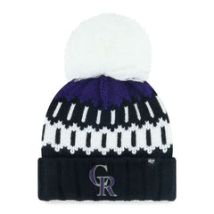 Colorado Rockies Women's Felicity Cuffed Knit Hat with Pom Black | 47 brand