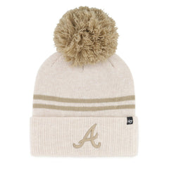 Atlanta Braves Women's Latte Cuffed Knit Hat with Pom Natural | 47 brand