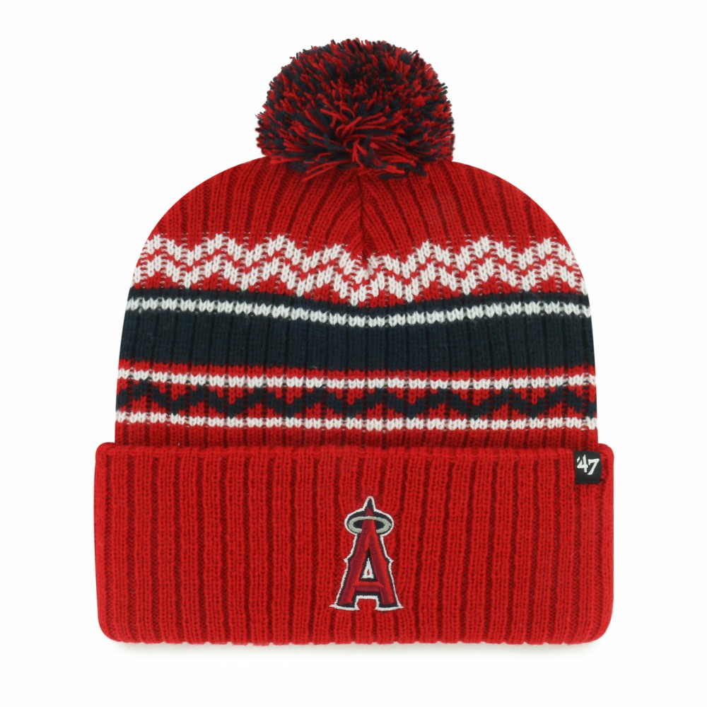 Los Angeles Angels Youth Polar Vortex Cuffed Knit Hat with Pom Red | 47 brand