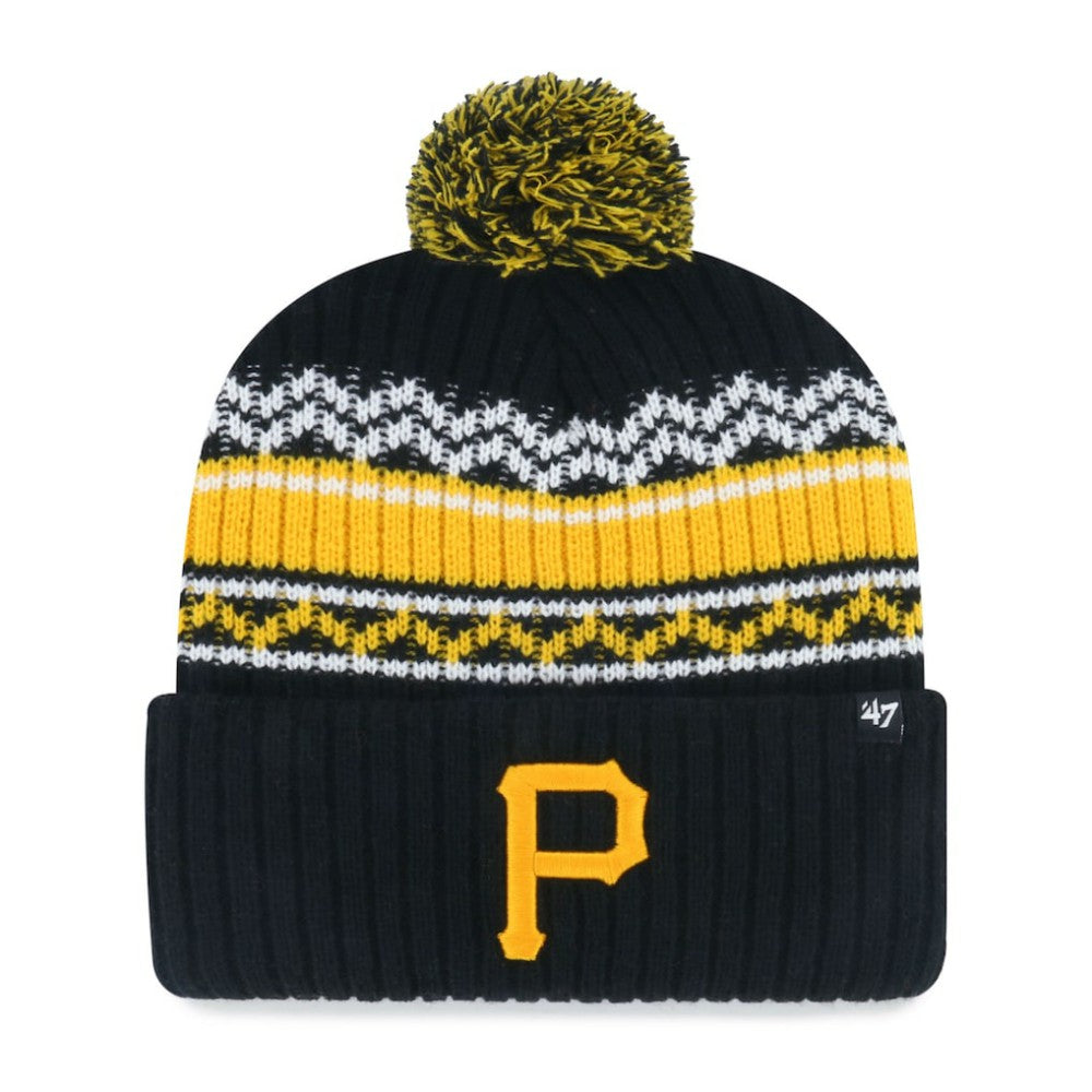 Pittsburgh Pirates Youth Polar Vortex Cuffed Knit Hat with Pom Black | 47 brand