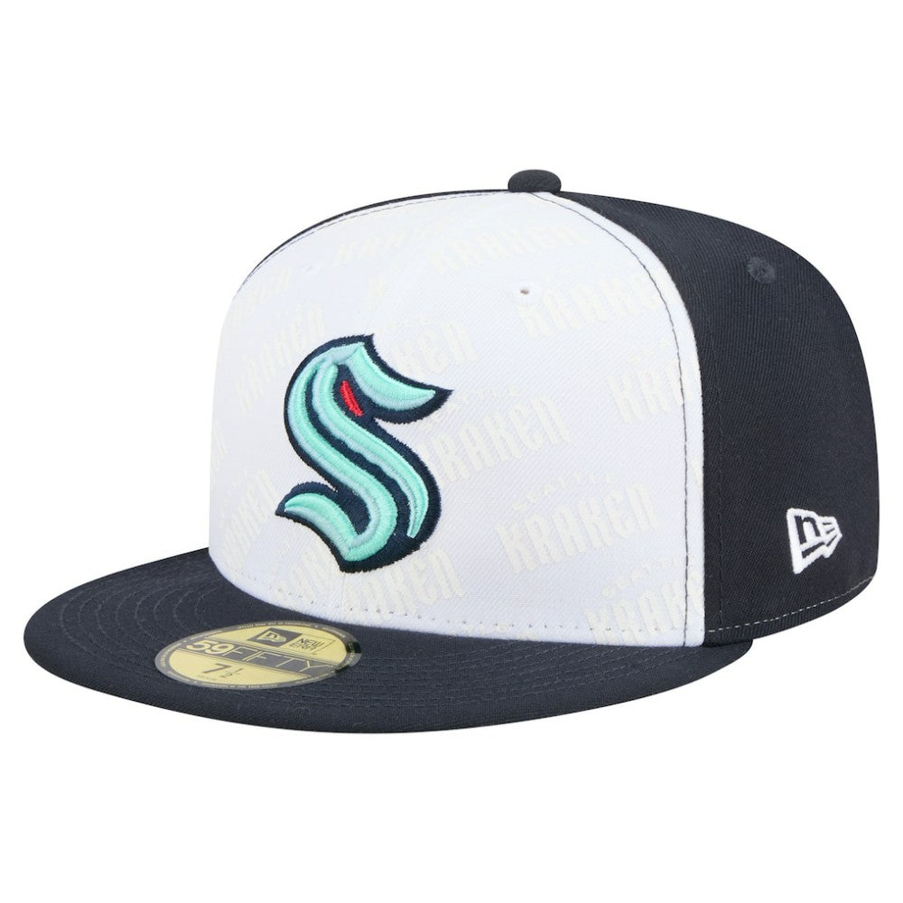 Seattle Kraken New Era Repeat Two-Tone 59FIFTY Fitted Hat White/Deep Sea Blue