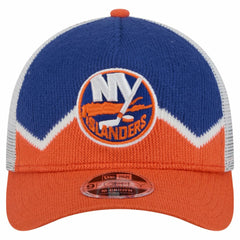 New York Islanders New Era Hockey Sock 9FORTY A-Frame M-Crown Adjustable Trucker Hat Orange/Royal