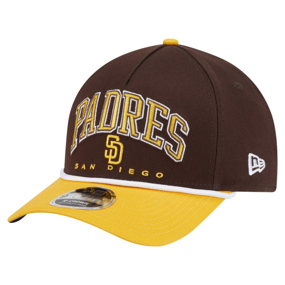 San Diego Padres Arch 9FORTY A-Frame M-Crown Adjustable Hat Brown/Gold | New Era