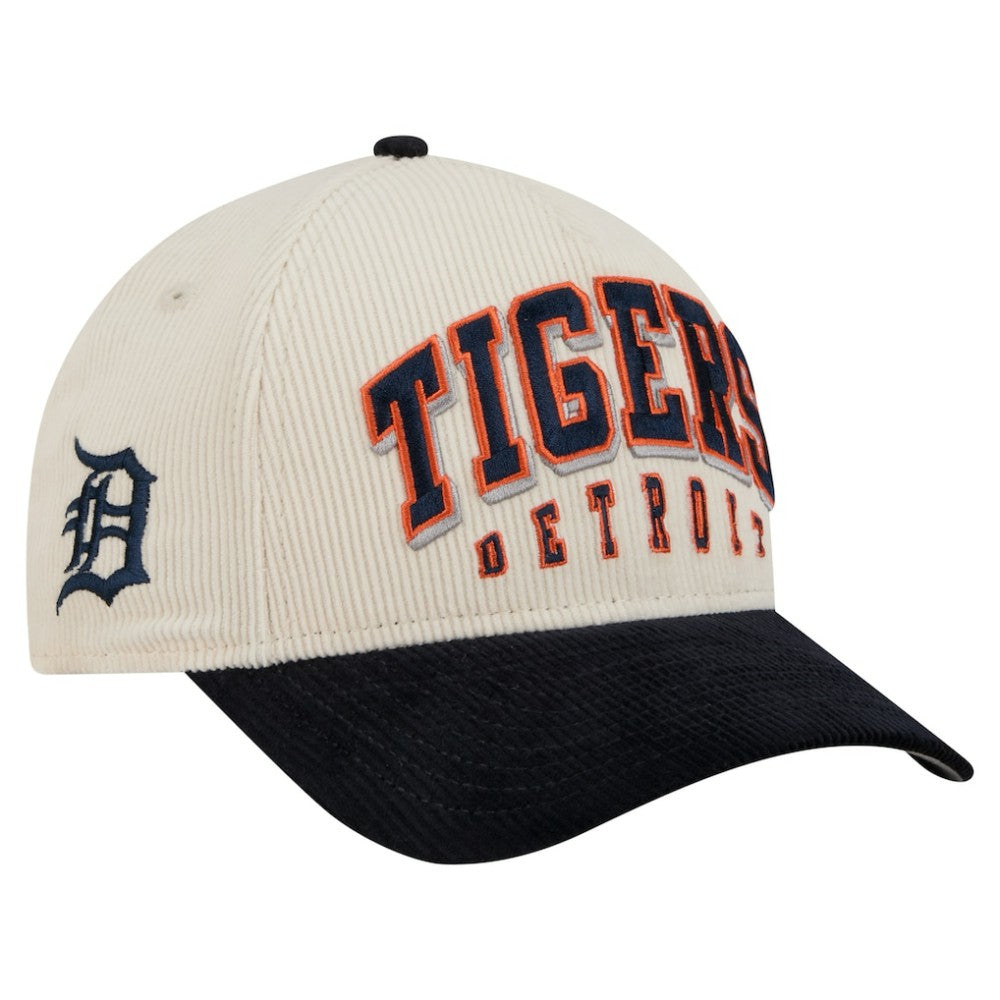Detroit Tigers Sided Corduroy 9FORTY A-Frame Adjustable Hat Cream/Navy | New Era