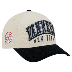 New York Yankees Sided Corduroy 9FORTY A-Frame Adjustable Hat Cream/Navy | New Era