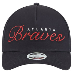 Atlanta Braves Women's Metallic A-Frame 9FORTY Adjustable Hat Navy | New Era