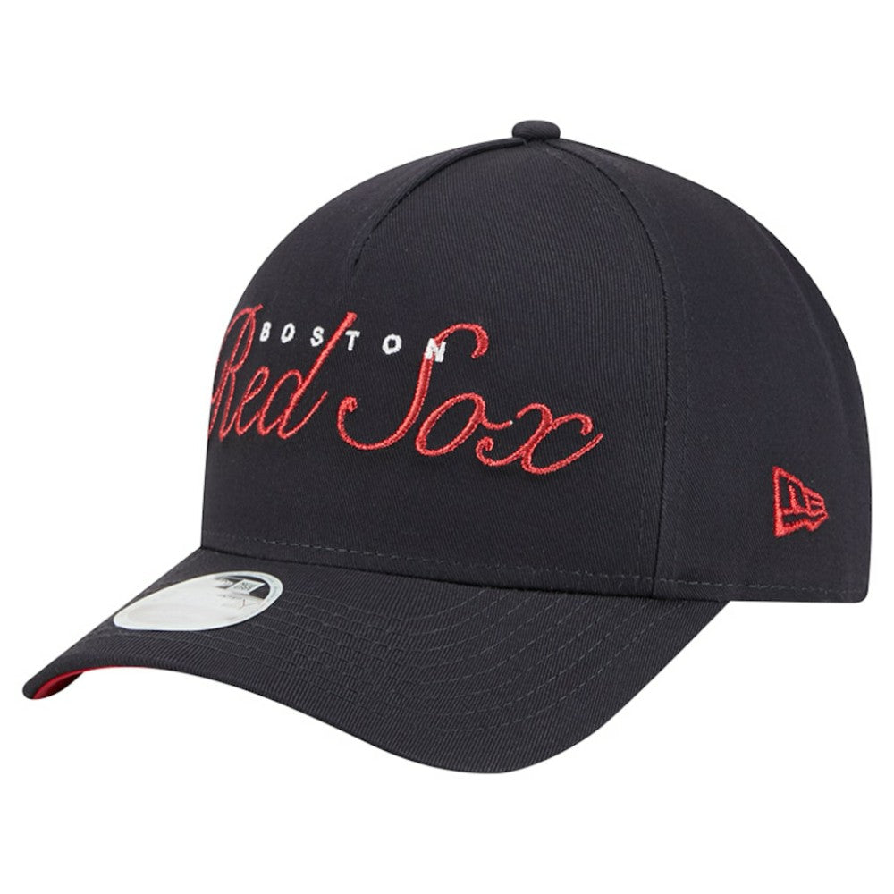 Boston Red Sox Women's Metallic A-Frame 9FORTY Adjustable Hat Navy | New Era