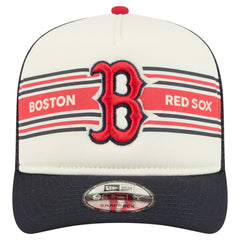 Boston Red Sox Banner A-Frame 9FIFTY Trucker Snapback Hat Cream/Navy | New Era