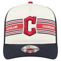 Cleveland Guardians Banner A-Frame 9FIFTY Trucker Snapback Hat Cream/Navy | New Era