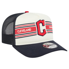 Cleveland Guardians Banner A-Frame 9FIFTY Trucker Snapback Hat Cream/Navy | New Era