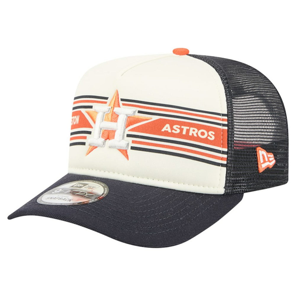 Houston Astros Banner A-Frame 9FIFTY Trucker Snapback Hat Cream/Navy | New Era