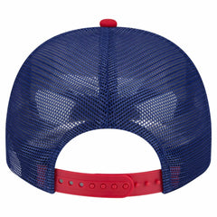 Texas Rangers Banner A-Frame 9FIFTY Trucker Snapback Hat Cream/Royal | New Era