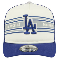 Los Angeles Dodgers Banner A-Frame 9FIFTY Trucker Snapback Hat Cream/Royal | New Era