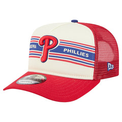 Philadelphia Phillies Banner A-Frame 9FIFTY Trucker Snapback Hat Cream/Red | New Era