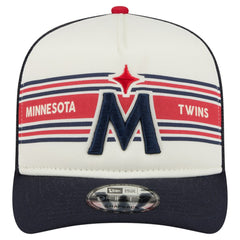 Minnesota Twins Banner A-Frame 9FIFTY Trucker Snapback Hat Cream/Navy | New Era