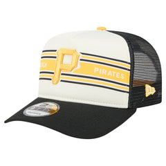 Pittsburgh Pirates Banner A-Frame 9FIFTY Trucker Snapback Hat Cream/Black | New Era