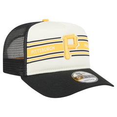 Pittsburgh Pirates Banner A-Frame 9FIFTY Trucker Snapback Hat Cream/Black | New Era