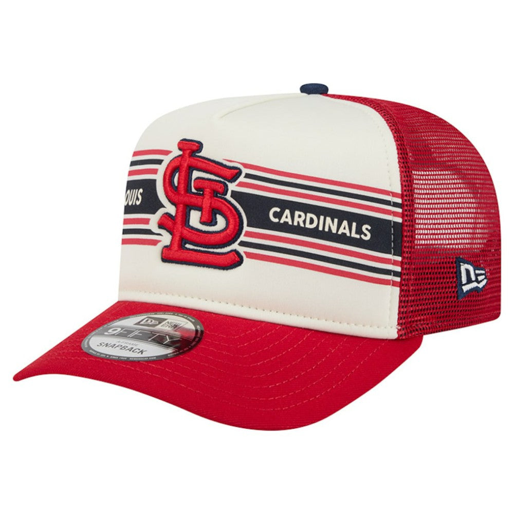 St. Louis Cardinals Banner A-Frame 9FIFTY Trucker Snapback Hat Cream/Red | New Era