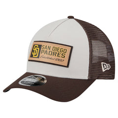 San Diego Padres Text A-Frame Trucker 9FORTY Hat Stone/Brown | New Era